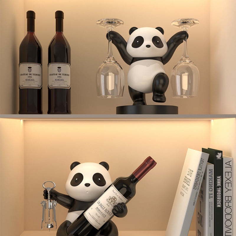 Panda Red Wine Rack Decoration, Wine Cabinet Combination Light by CABINSGATE SMART FURNITURE
