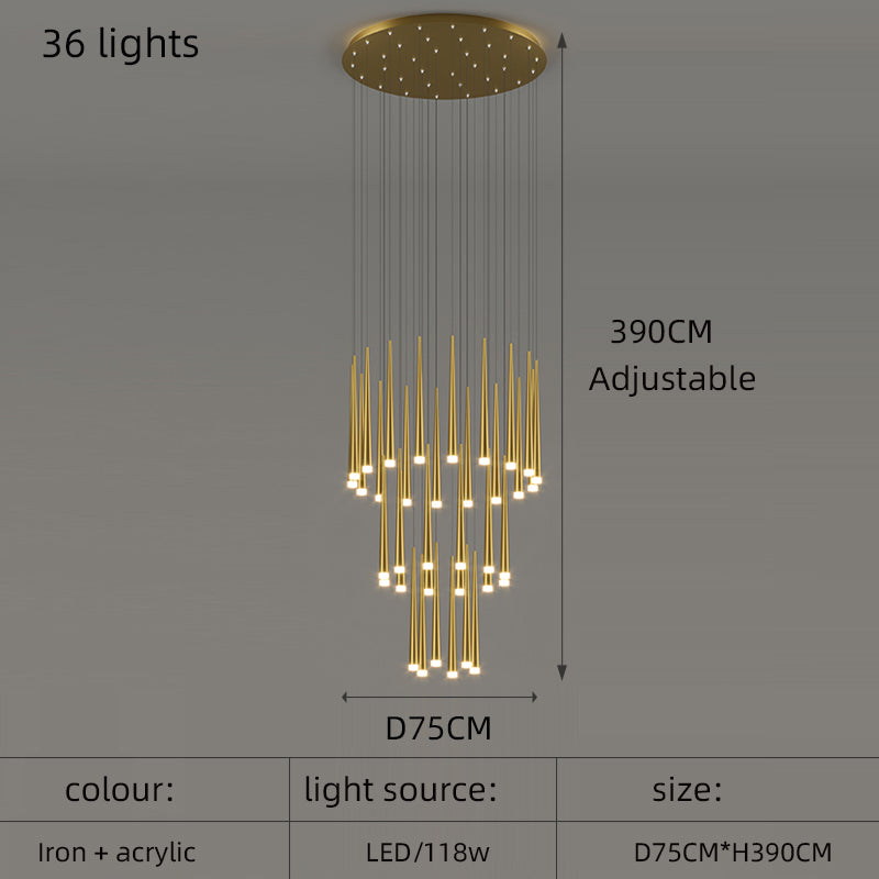 Creative Modern Minimalist Atmosphere Personality Living Room Long Chandelier by CABINSGATE SMART FURNITURE