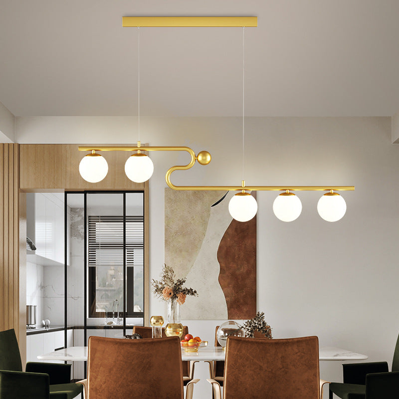 Simple Modern Creative Rectangle Dining Table Starry Chandelier by CABINSGATE SMART FURNITURE