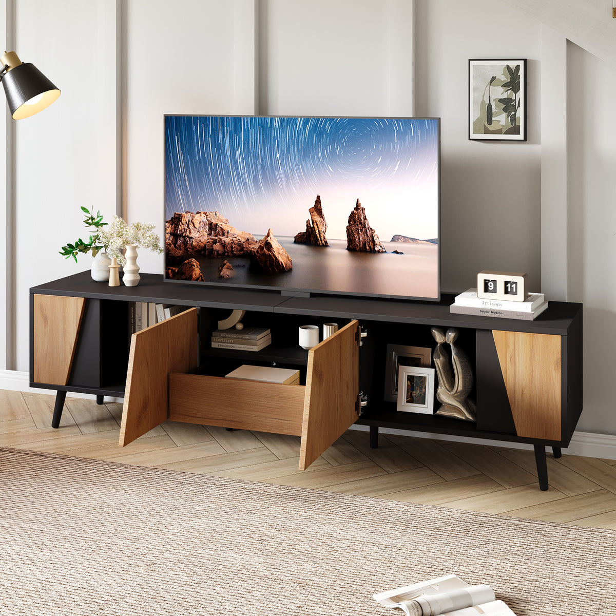 TV Stand Cabinet With Storage Sideboard,1 Drawer 2 Door, TV Entertainment Center For Livingroom Bedroom by CABINSGATE SMART FURNITURE