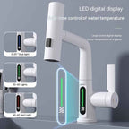 Intelligent Digital Display Faucet Pull-out Basin Faucet Temperature Digital Display Rotation by CABINSGATE SMART FURNITURE