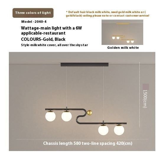 Simple Modern Creative Rectangle Dining Table Starry Chandelier by CABINSGATE SMART FURNITURE