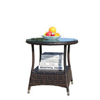 Outdoor Patio Furniture 1 Round Coffee Table With Clear Tempered Glass by CABINSGATE SMART FURNITURE