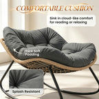 Rocking Egg Chair, Oversized Design with Cushion, Indoor Outdoor Furniture for Backyard, Patio, Garden by CABINSGATE SMART FURNITURE