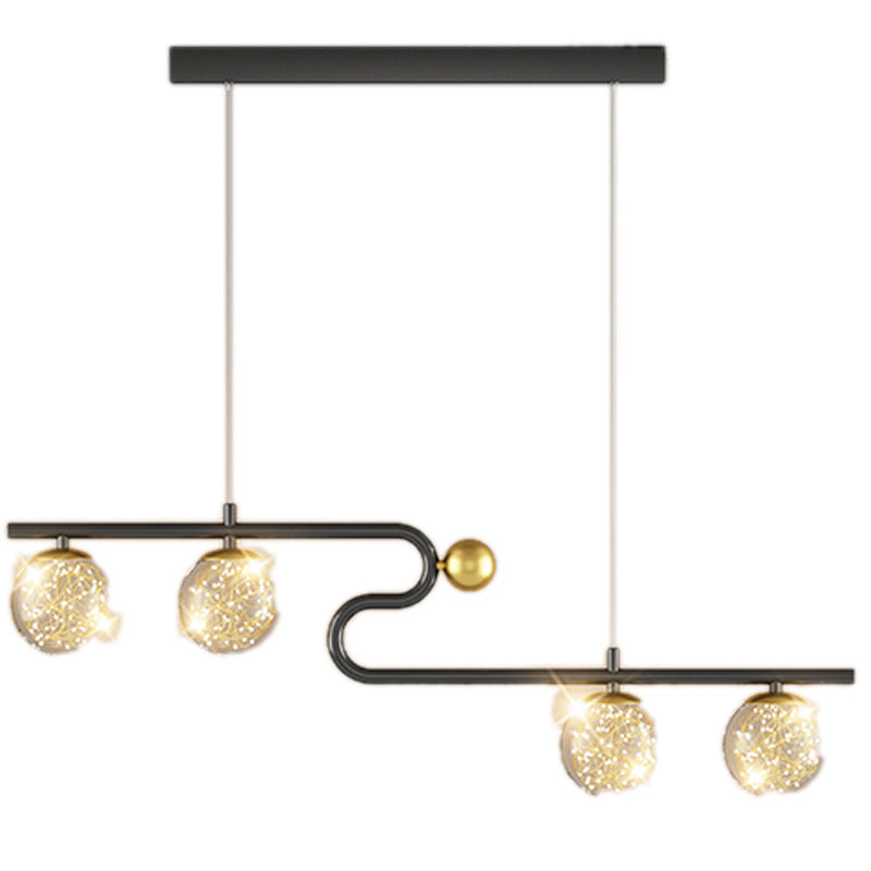Simple Modern Creative Rectangle Dining Table Starry Chandelier by CABINSGATE SMART FURNITURE