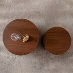 Round Wooden Coffee Table, Accent End Side Table Set Of 2 by CABINSGATE SMART FURNITURE