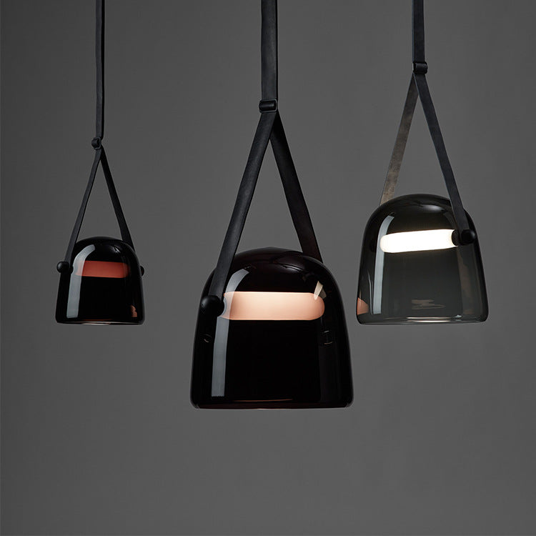 Post Modern Creative Leather Strap Glass Chandelier by CABINSGATE SMART FURNITURE