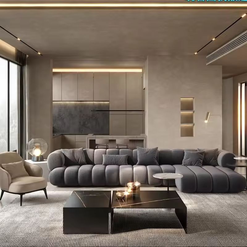 Modern Nordic Velvet L Shape Corner Living Room Sofa, Modular Sectional Sofa Couch Set by CABINSGATE SMART FURNITURE