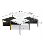 Modern Square Nesting Coffee Tables Set Of 4, Free Adjustable Shape,Versatile And Stylish Accent Furniture For Your Living Room Black & White Color by CABINSGATE SMART FURNITURE