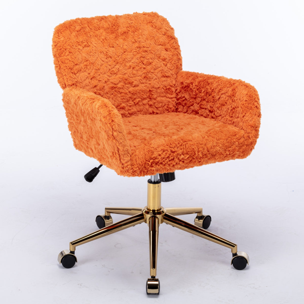 AA Furniture Office Chair,Artificial Rabbit Hair Home Office Chair With Golden Metal Base,Adjustable Desk Chair Swivel Office Chair,Vanity Chair Orange by CABINSGATE SMART FURNITURE