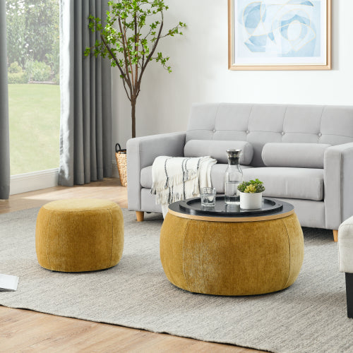Circular Storage Footstool 2-in-1 Function by CABINSGATE SMART FURNITURE