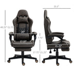 Racing Gaming Chair Diamond PU Leather Office Gamer Chair High Back Swivel Recliner With Footrest, Lumbar Support, Adjustable Height, Brown by CABINSGATE SMART FURNITURE