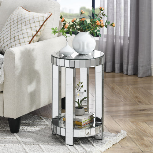 Crystal Inlaid Mirror Round Table by CABINSGATE SMART FURNITURE