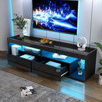 High Gloss TV Stand With 2 Drawers,Glass Tabletop by CABINSGATE SMART FURNITURE