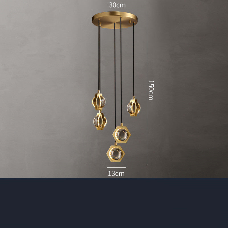 Full Copper Crystal Minimalist Living Room Dining Room Chandelier by CABINSGATE SMART FURNITURE