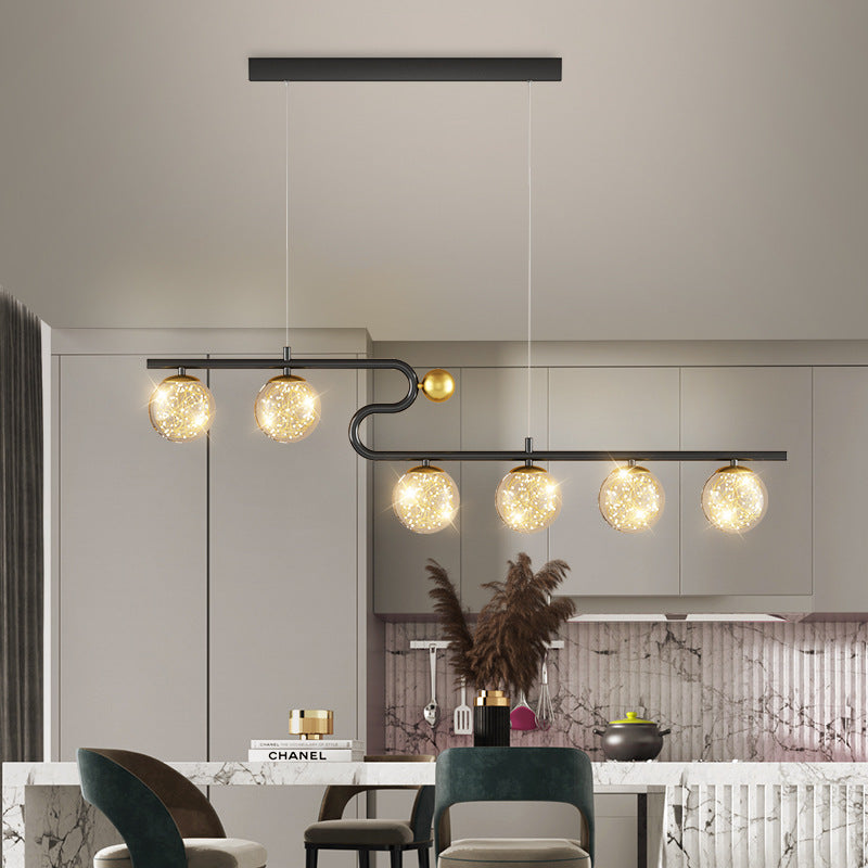 Simple Modern Creative Rectangle Dining Table Starry Chandelier by CABINSGATE SMART FURNITURE