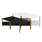 Modern Square Nesting Coffee Tables Set Of 4, Free Adjustable Shape,Versatile And Stylish Accent Furniture For Your Living Room Black & White Color by CABINSGATE SMART FURNITURE