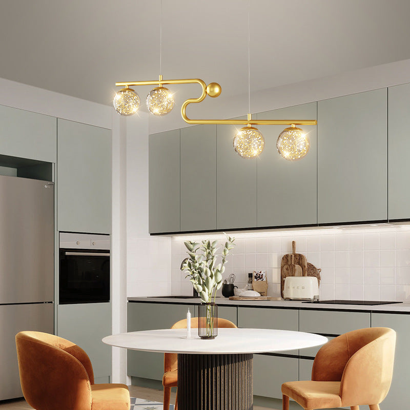 Simple Modern Creative Rectangle Dining Table Starry Chandelier by CABINSGATE SMART FURNITURE