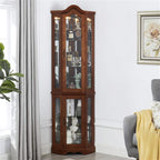 Corner Rare Cabinet With Lights, Excluding E26 Light Bulbs by CABINSGATE SMART FURNITURE