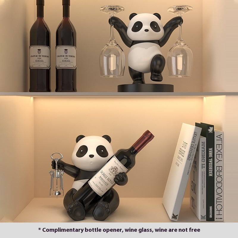 Panda Red Wine Rack Decoration, Wine Cabinet Combination Light by CABINSGATE SMART FURNITURE
