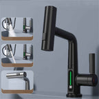 Intelligent Digital Display Faucet Pull-out Basin Faucet Temperature Digital Display Rotation by CABINSGATE SMART FURNITURE