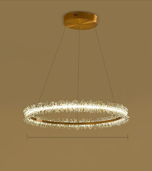 Modern Style 3-Ring Crystal Chandelier with Electroplated Gold Creative by CABINSGATE SMART FURNITURE