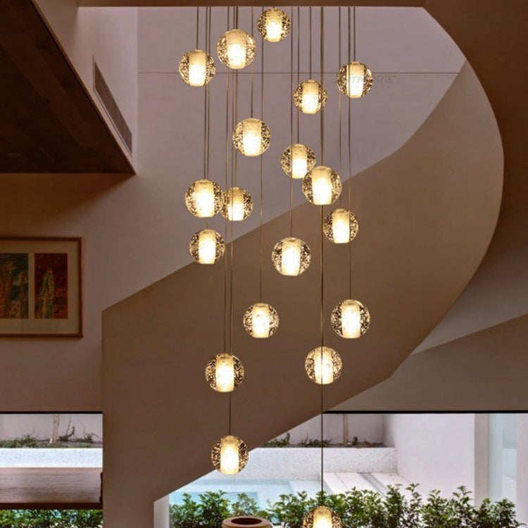 Modern Minimalist Duplex Crystal Staircase Chandelier by CABINSGATE SMART FURNITURE