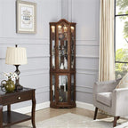 Corner Rare Cabinet With Lights, Excluding E26 Light Bulbs by CABINSGATE SMART FURNITURE