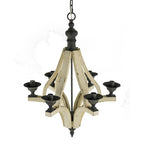 6 - Light Wood Chandelier With Adjustable Chain For Kitchen, Dining Hall Entrance, Bulb Not Included by CABINSGATE SMART FURNITURE