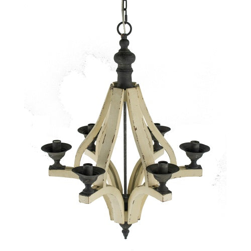 6 - Light Wood Chandelier With Adjustable Chain For Kitchen, Dining Hall Entrance, Bulb Not Included by CABINSGATE SMART FURNITURE