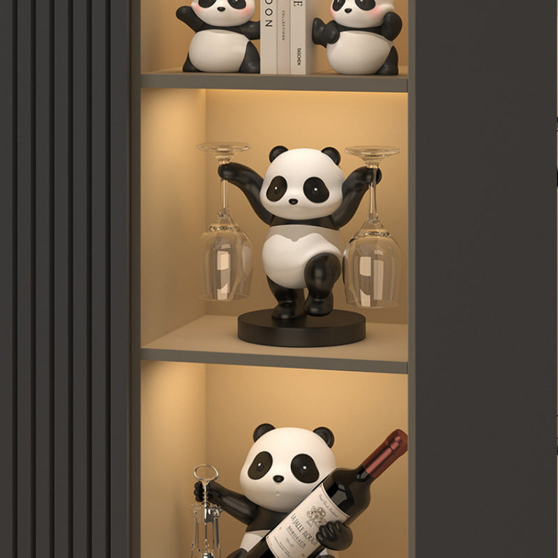 Panda Red Wine Rack Decoration, Wine Cabinet Combination Light by CABINSGATE SMART FURNITURE