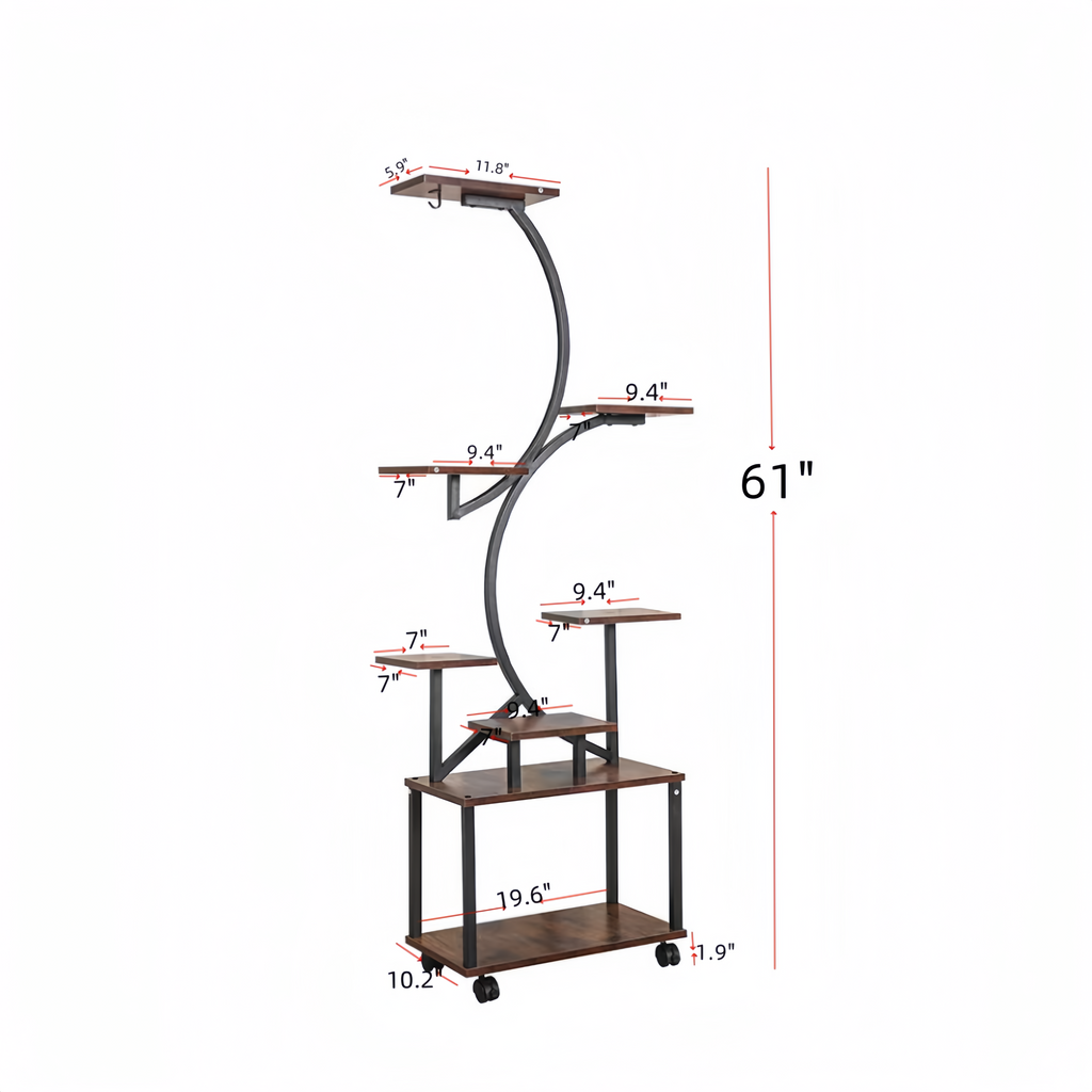 Plant Stand With Grow Lights, 8 Tiered Indoor Plant Shelf, 61 Tall Plant Stand For Indoor Plants Multiple, Metal Plant Flower Holder Stand, S-Shaped Plant Rack For Home Patio by CABINSGATE SMART FURNITURE