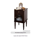 Vintage Solid Wood & Metal Rounded Rectangle Nightstand, Bedside Bedroom Furniture Storage by CABINSGATE SMART FURNITURE