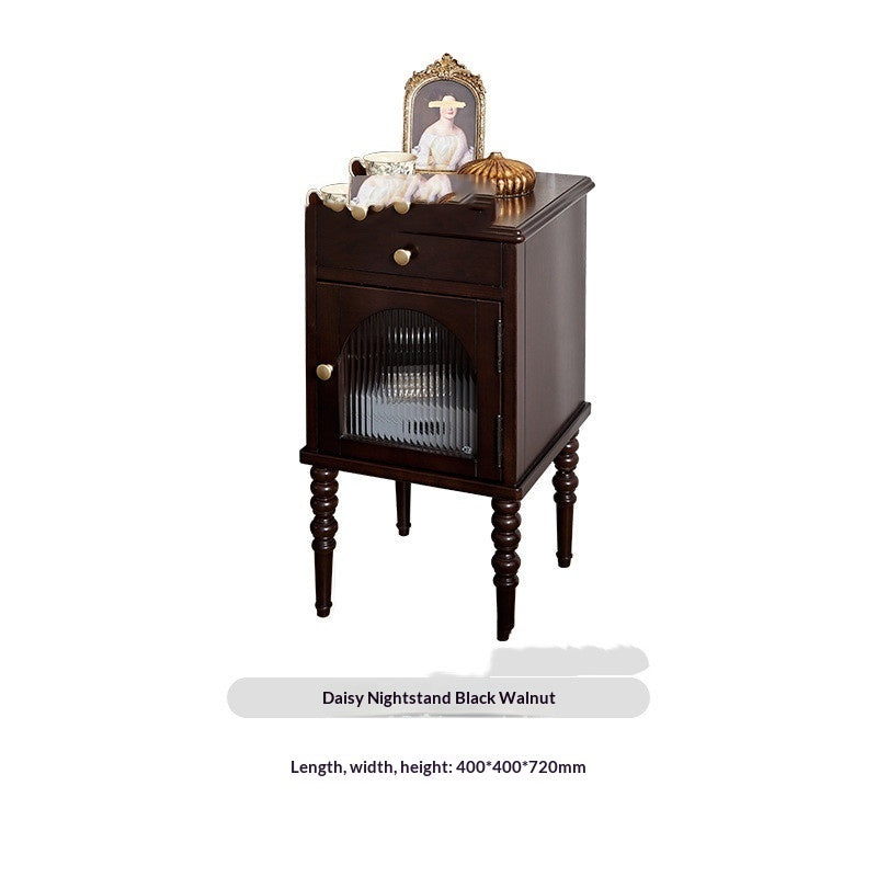 Vintage Solid Wood & Metal Rounded Rectangle Nightstand, Bedside Bedroom Furniture Storage by CABINSGATE SMART FURNITURE