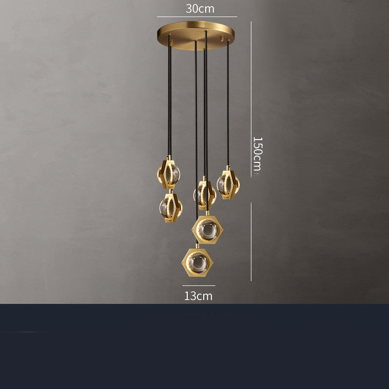 Full Copper Crystal Minimalist Living Room Dining Room Chandelier by CABINSGATE SMART FURNITURE