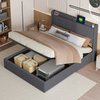 Transform Your Bedroom with the Upholstered Double Bed with Storage – Comfort Meets Functionality by CABINSGATE SMART FURNITURE