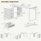 Maximize Your Workspace with Our Versatile L-Shaped Desk with Drawers by CABINSGATE SMART FURNITURE
