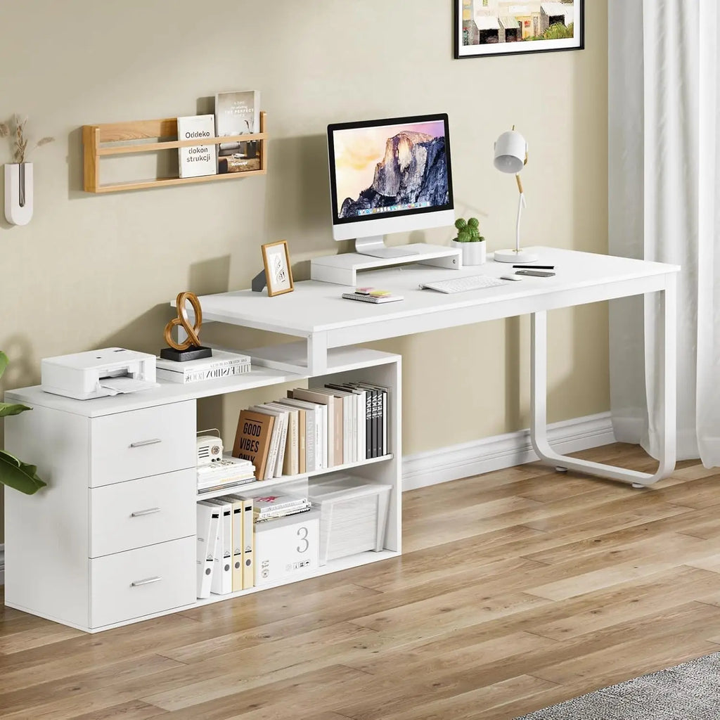 Maximize Your Workspace with Our Versatile L-Shaped Desk with Drawers by CABINSGATE SMART FURNITURE