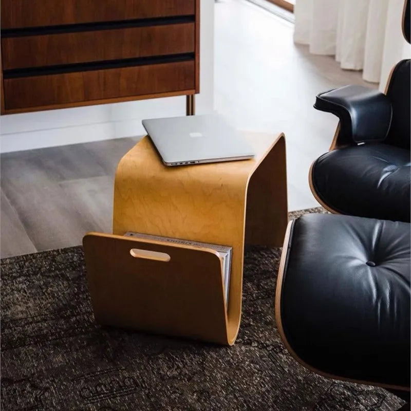 Modern N-type Scandinavian Sofa Side Table Solid Wood Bedside Balcony Corner Table