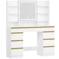 Dressing Table with LED Lighting, 3 Colours, Brightness Control, Dressing Table with Mirror, 9 Drawers, 9 Open Shelves