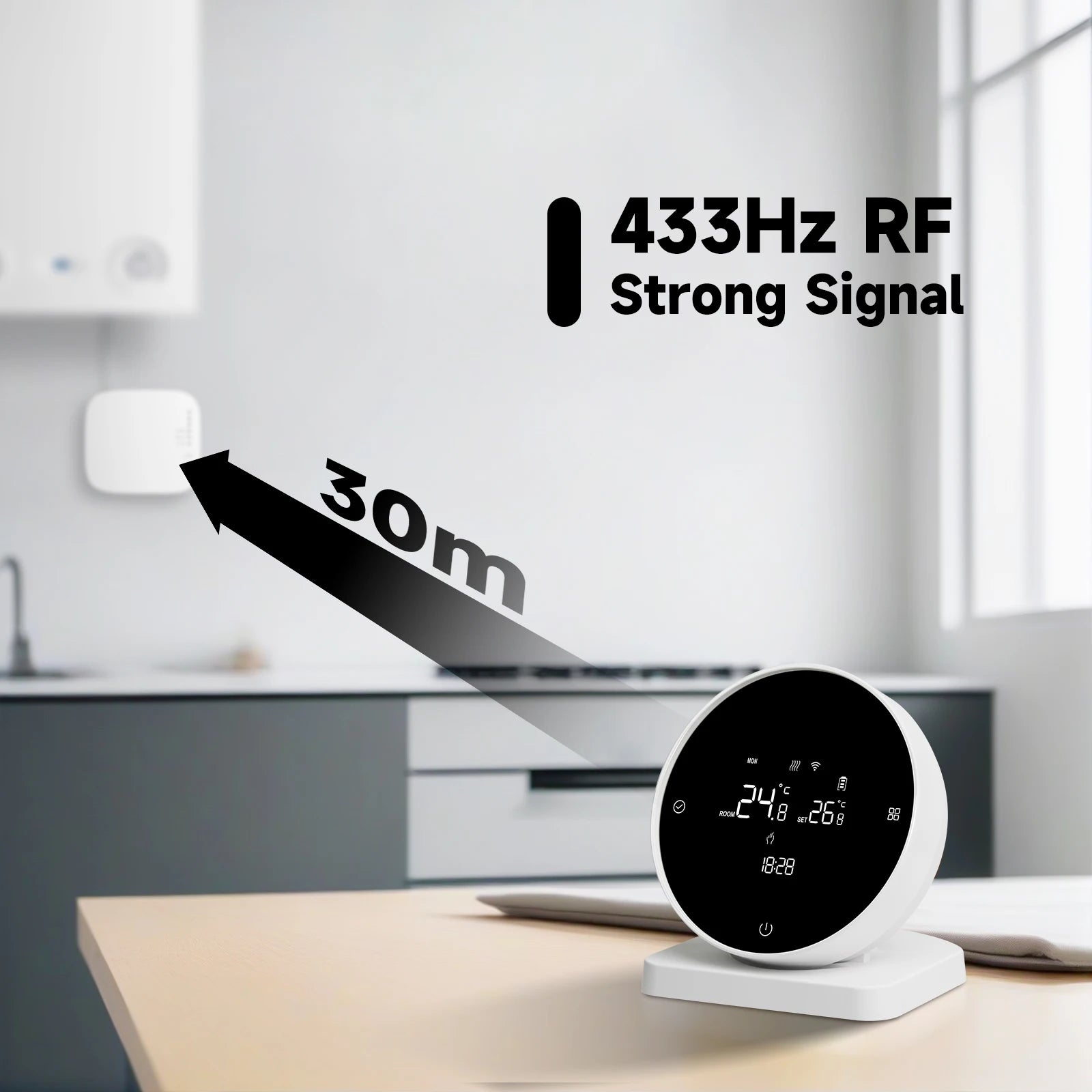 BEOK Smart RF Wireless Thermostat Wifi For Gas Boiler Actuator Touch Screen Room Temperature Controller Works with Alexa