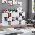 Elevate Your Space with the Modern White Bookcase: 9 Cube Storage Unit with 5 Doors by CABINSGATE SMART FURNITURE