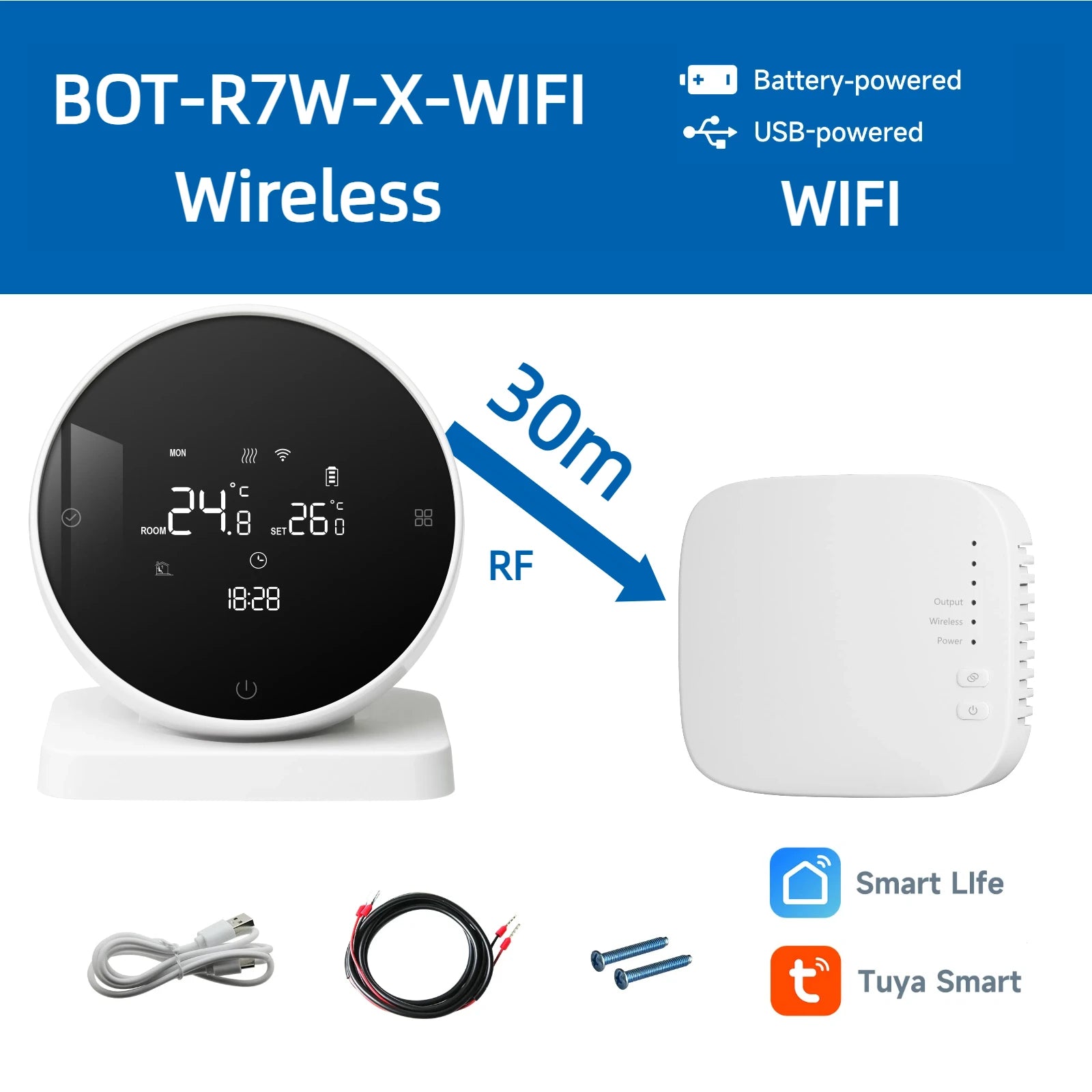 BEOK Smart RF Wireless Thermostat Wifi For Gas Boiler Actuator Touch Screen Room Temperature Controller Works with Alexa