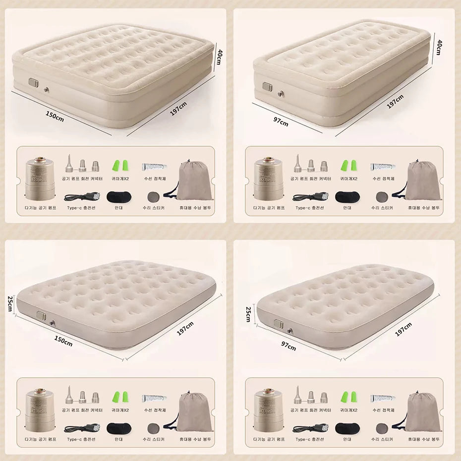 Air Mattress Camping Inflatable Mattress with Electric Air Mattress Pump Lightweight Inflatable Bed Air Mattress for Home Travel