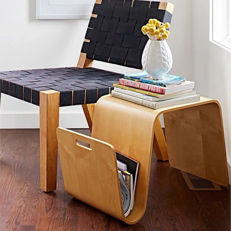 Modern N-type Scandinavian Sofa Side Table Solid Wood Bedside Balcony Corner Table