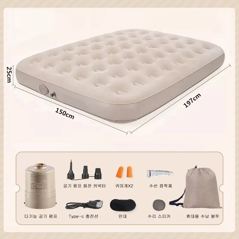 Air Mattress Camping Inflatable Mattress with Electric Air Mattress Pump Lightweight Inflatable Bed Air Mattress for Home Travel