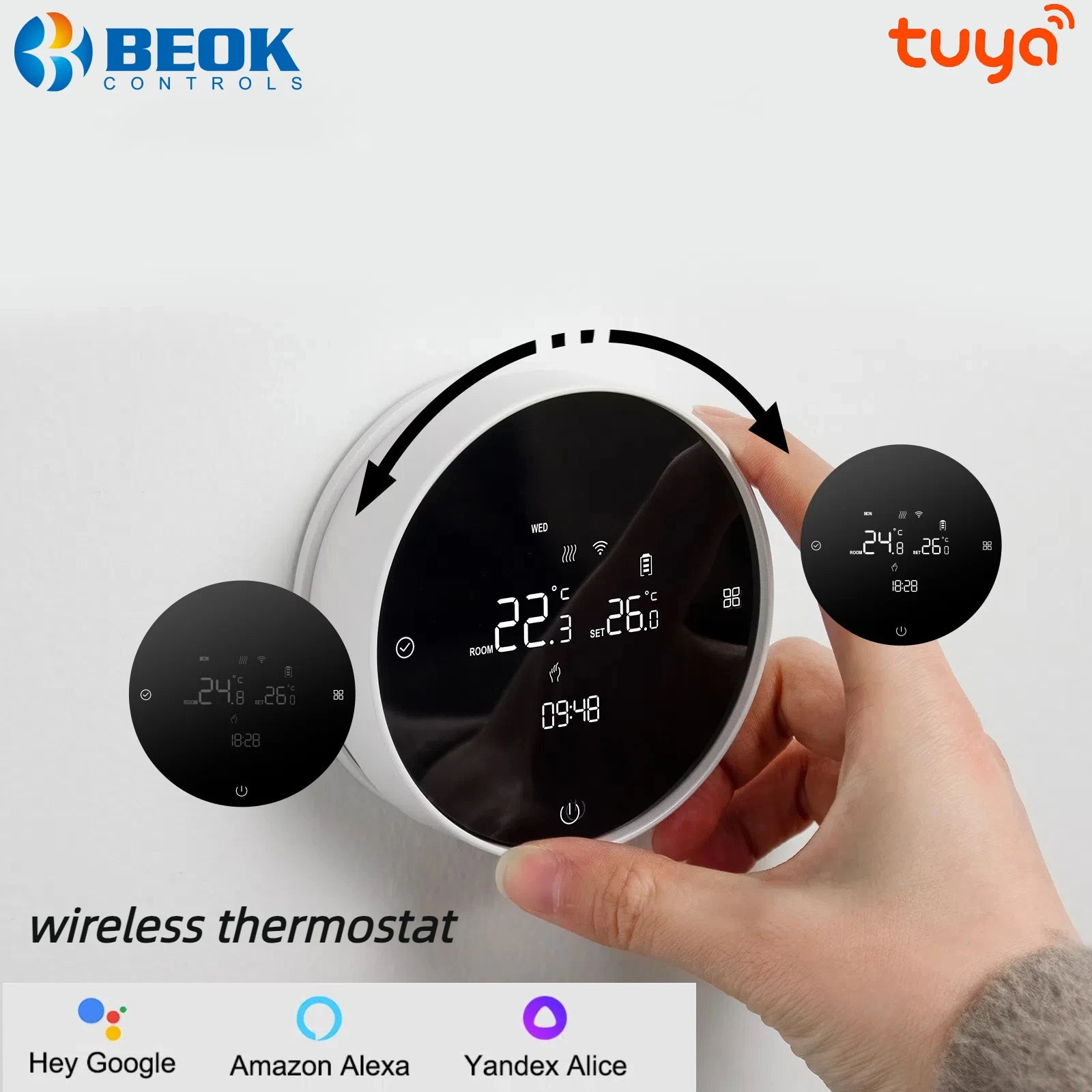 BEOK Smart RF Wireless Thermostat Wifi For Gas Boiler Actuator Touch Screen Room Temperature Controller Works with Alexa