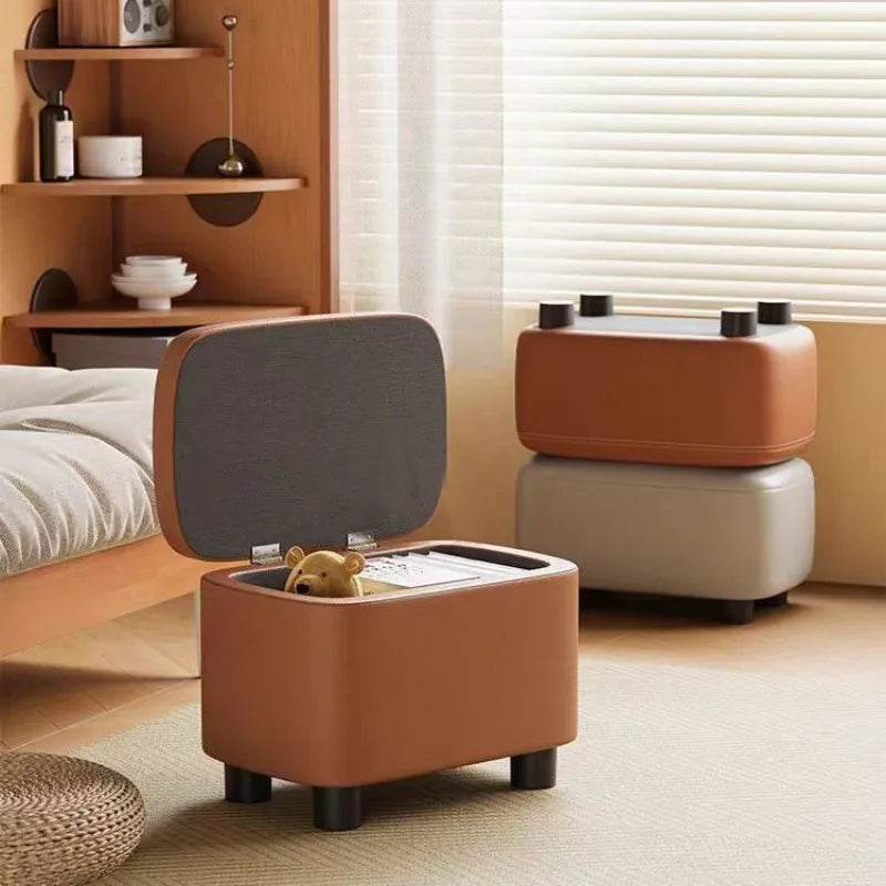 Soft Padded Faux Leather Shoe Cabinets, Shoe Stool Upholstered Shoe Bench Storage Ottoman Seat Entryway Hallway Living Room