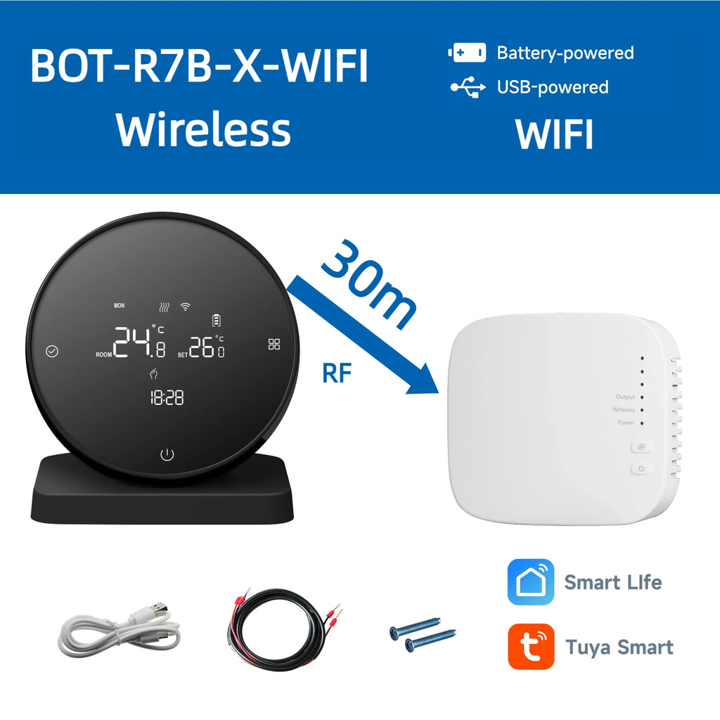 BEOK Smart RF Wireless Thermostat Wifi For Gas Boiler Actuator Touch Screen Room Temperature Controller Works with Alexa