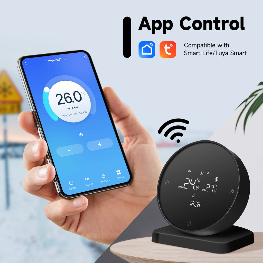 BEOK Smart RF Wireless Thermostat Wifi For Gas Boiler Actuator Touch Screen Room Temperature Controller Works with Alexa